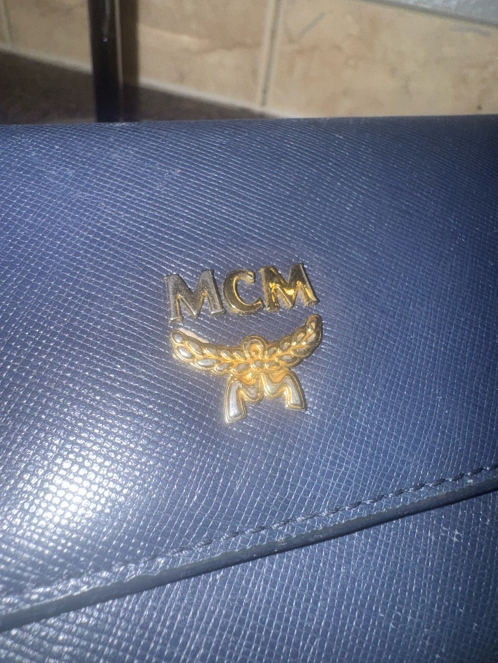 MCM Navy Blue Leather Wallet on chain EUC - Picture 4 of 11